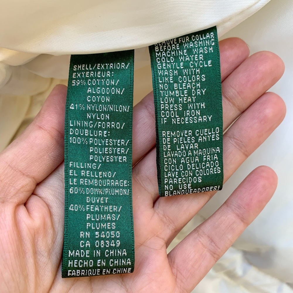 Ralph Lauren white gray insulated winter down snap zip closure puffer jacket - Picture 9 of 16